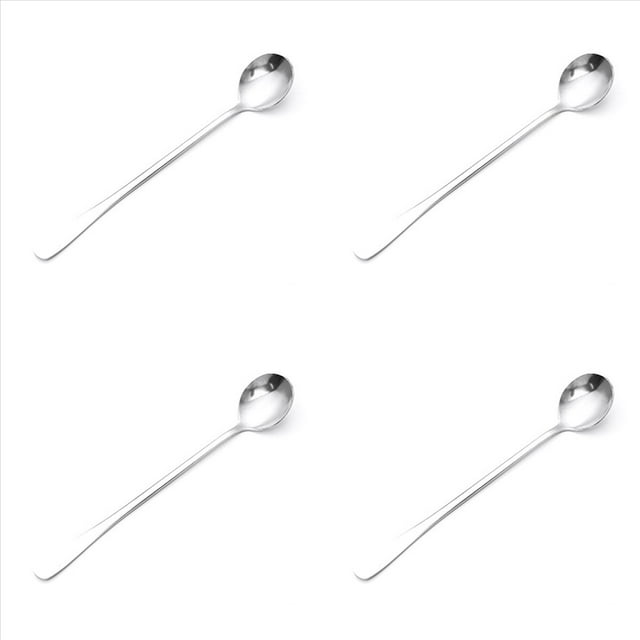 4 Pieza Cuchara de Café de Té de Acero Inoxidable de Manejar Cuchara de Helado de Cóctel Cucharas Cubiertos Cabeza Redonda