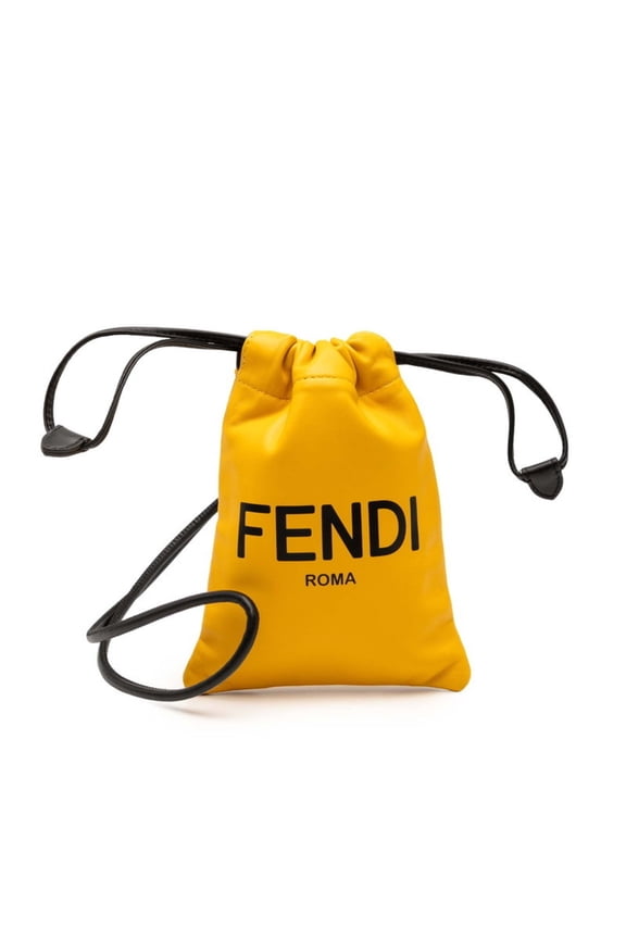 Pre-Owned Fendi Logo Phone Pouch 7AR898 Yellow Leather Women's FENDI (Good)