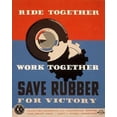 thumbnail image 2 of Ballinger, Harry-Russell 26x32 Gold Ornate Wood Framed with Double Matting Museum Art Print Titled - Ride together - work together - save rubber for victory, 2 of 4