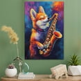 thumbnail image 2 of Akita Dog Playing Saxophone Stretched Canvas Size 8x12 – Vintage Style Akita Dog Art for Saxophone Fans, Great Gift for Dog Owners, 2 of 5