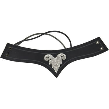 Armory Replicas Handmade Steampunk Victorian Leather Collar with Silver Adornment – Bold Statement Neckwear for Costumes and Fashion – Adjustable and Durable