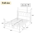 thumbnail image 3 of Metal Bed Frame Full Size with LED Lights, Modern Platform Bed with Charging Station, White, 3 of 12
