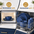 thumbnail image 3 of Homienly Dorm Dishes Set, 35-Piece Wheat Straw Dinnerware for 7, Plates Bowls & Cups, Lightweight Reusable Stackable Tableware, Microwave & Dishwasher Safe, College Apartment, Dark Blue, 3 of 8
