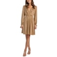 thumbnail image 1 of VISgogo Vestido casual para mujer, estampado de leopardo, manga larga, cuello en V, cintura elástica, vestido corto de vendaje VISgogo moda, 1 of 9