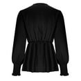 thumbnail image 5 of Stamzod Elegant Blouses for Women Dressy Casual V Neck Long Sleeve Tops with Belt Solid Color Work Shirts for Women Black XL, 5 of 8