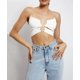 thumbnail image 1 of VISgogo Camisola corta con cuello halter para mujer, sin mangas, con correa de espagueti, color sólido, camisola hueca VISgogo  moda, 1 of 2