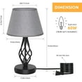 thumbnail image 2 of Vintage Bedside Lamp with Iron Base USB AC Gray Shade Set of 2, 2 of 3