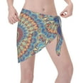 thumbnail image 3 of Kll Round Mandala Print Women'S Sarong Coverups Short Bathing Suit Wrap Skirt Beach Wrap Swimsuit Cover Ups, 3 of 7