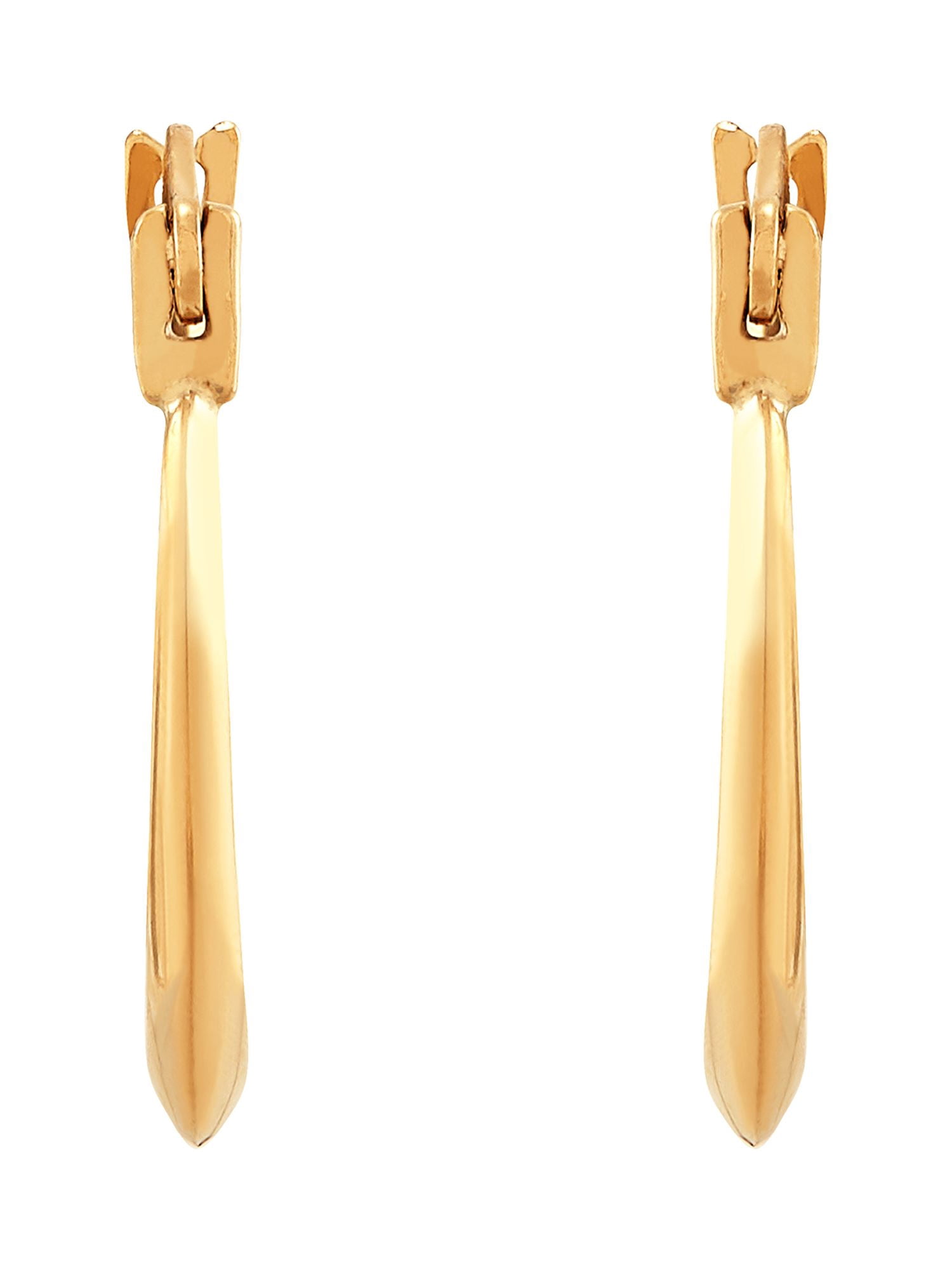 Brilliance Fine Jewelry 10K Yellow Gold Small Plain Hollow Oval Hoops Earrings