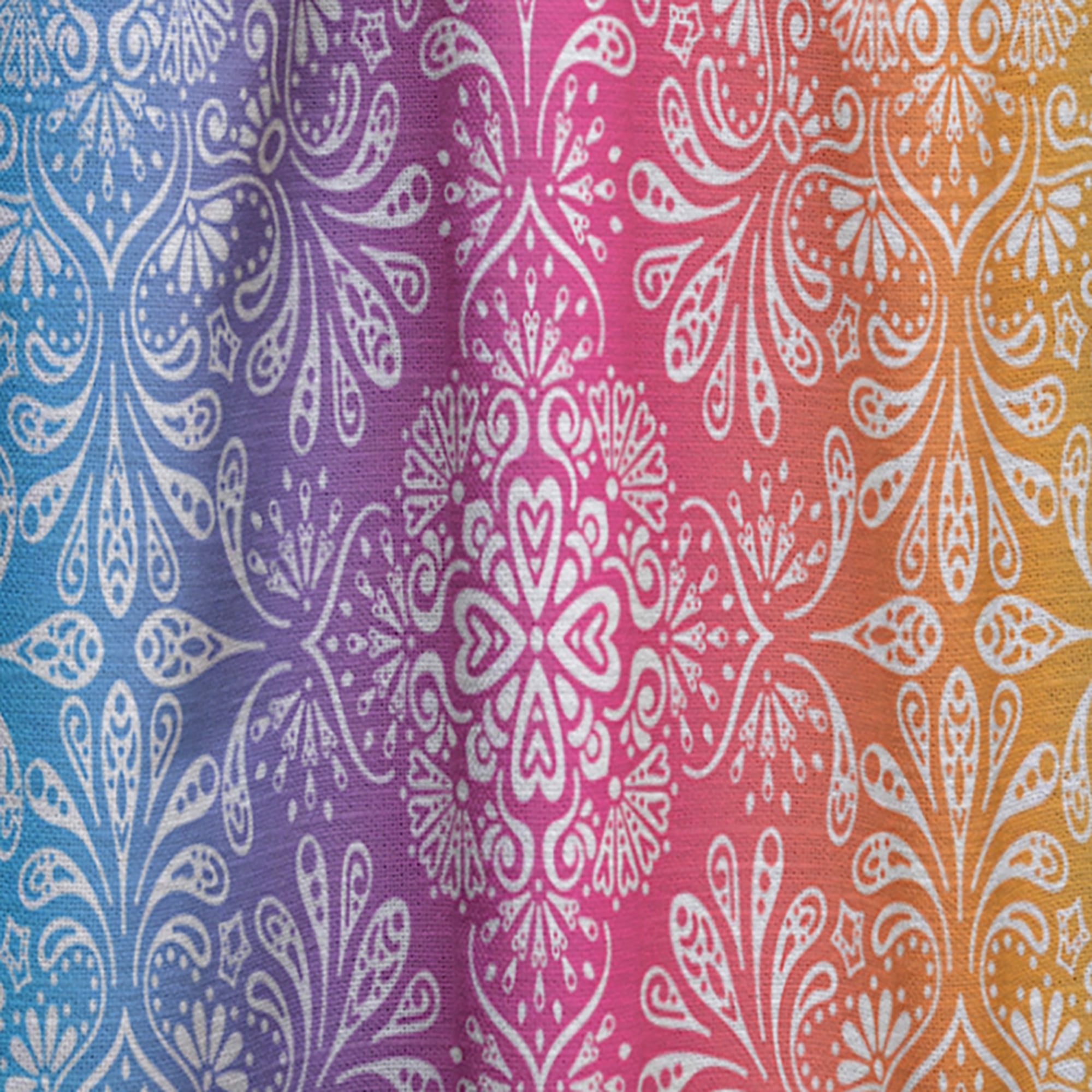 Designart 'Ethnic Floral Pattern On Rainbow' Bohemian & Eclectic Curtain Panel