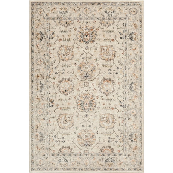 Loomaknoti Mendez Hebba 5' x 7' White Oriental Indoor Area Rug