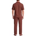 thumbnail image 3 of GENTS BLISS Men 2 Piece Set Linen Outfit Casual Short Sleeve Button Down Shirt and Linen Pants, 3 of 10