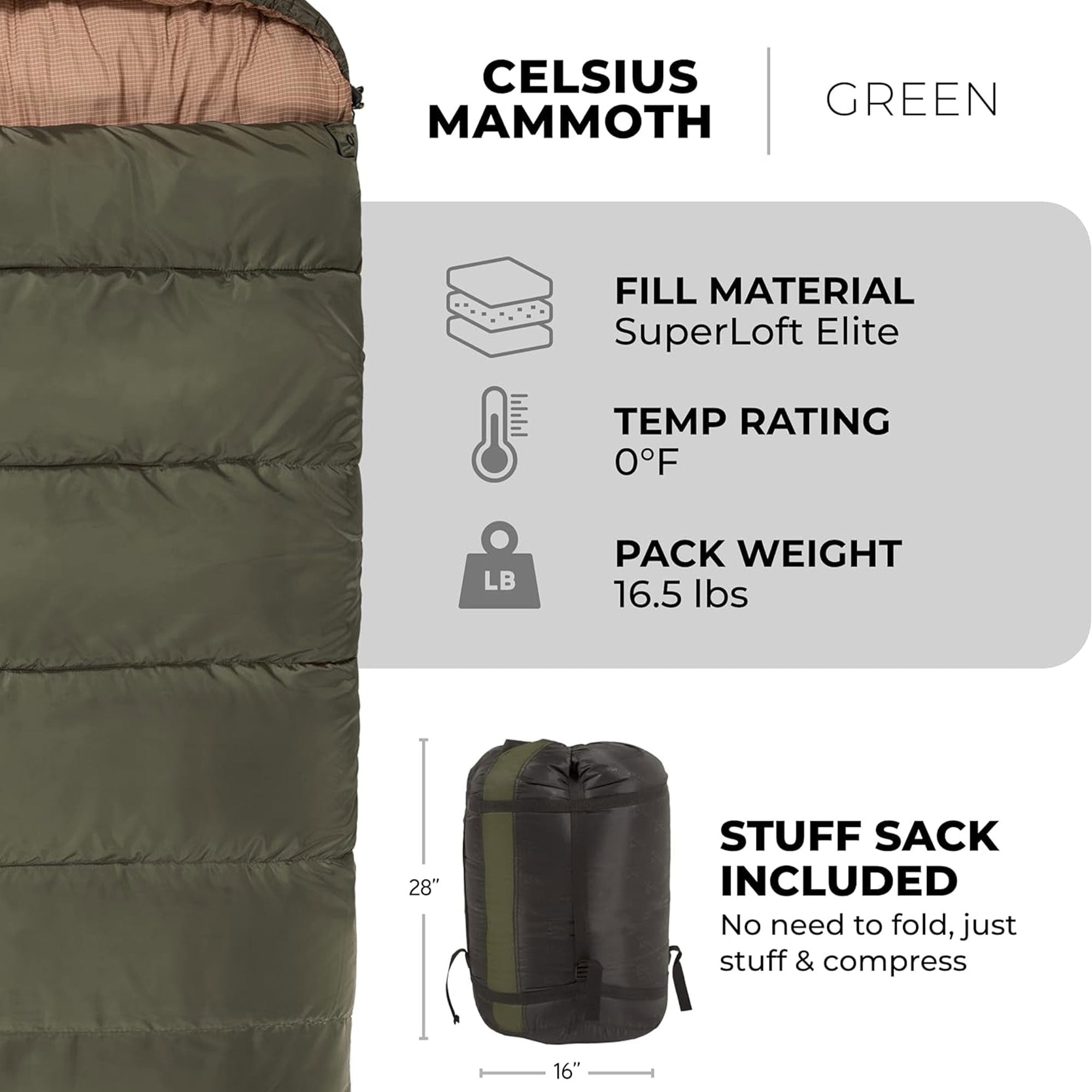 TETON Sports Mammoth 0F Queen-Size Double Sleeping Bag; Warm and  Comfortable for Family Camping