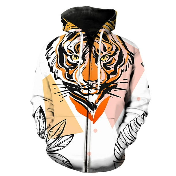 Sudadera con capucha y cremallera para hombre, diseño de tigre y animales de pastizales, con estampado 3D, ropa de calle divertida, moda primavera 2024, gran oferta, manga larga, hip hop, para adolesc