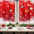 thumbnail image 6 of Christmas Kitchen Curtains Red Window Curtains Over Sink Set of 2, Winter Snowflakes Short Tier Curtain for Kitchen, Xmas Balls Kitchen Decor 27.5" x 36", 6 of 6