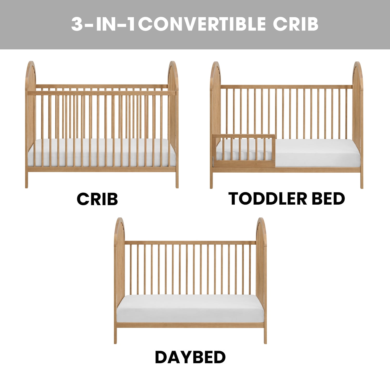 Oxford Baby Everest Convertible Island Crib Honey Wood