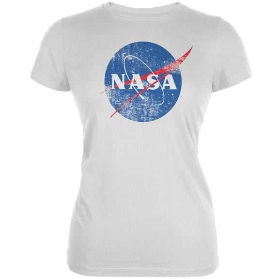 NASA Distressed Logo White Juniors Soft T-Shirt - 2X-Large