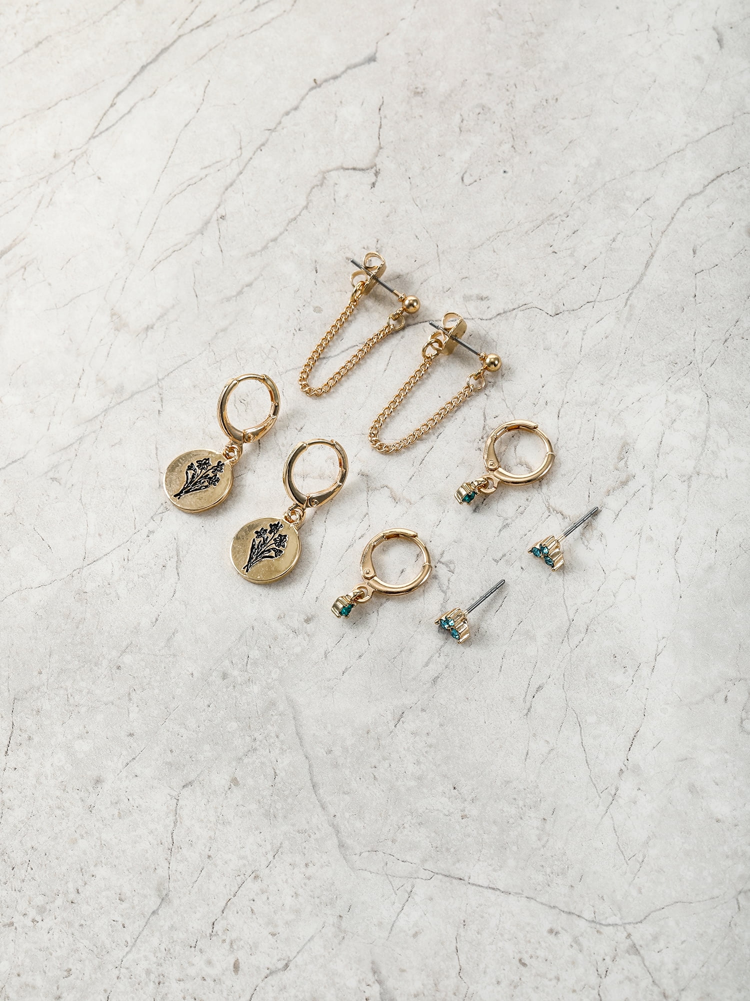 Time and Tru Goldtone Birth Flower Earring Collection, 4 Pairs, December