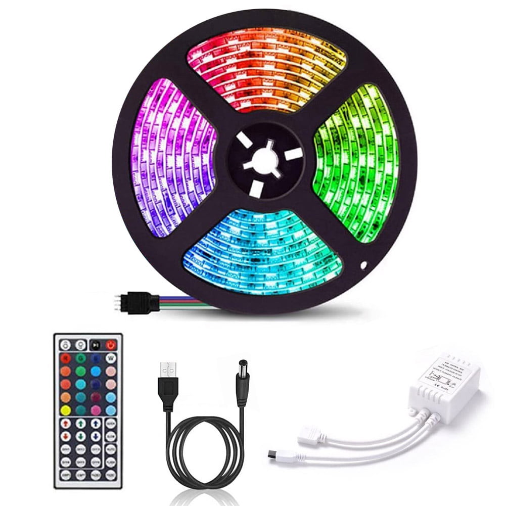 USB Rechargeable LED Strip Lights RGB Ribbon Home Bedroom Decor w/Remote Control 