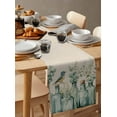 thumbnail image 6 of Teal Eucalyptus Leaves Table Runner Cotton Linen 60 Inch Holiday Dresser Scarves, Rustic Vase Birds Tablerunner for Kitchen Coffee Dining Bedroom Home Living Room Dinner Scarf Décor 13''x60'', 6 of 9