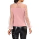 thumbnail image 3 of Blusa de manga larga de encaje con campana y cuello redondo, estampado de corazones y puntos, edición INSPIRE CHIC, M, rosa, 3 of 7