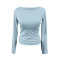 thumbnail image 3 of UoCefik Yellow Long Sleeve Shirt Girls Fall Fitted Crop Tops Casual Round Neck Trendy Basic Tshirts Fashion Y2k Clothes Sky Blue M, 3 of 5