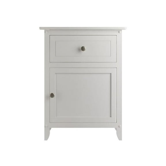 Pemberly Row Solid Wood Nightstand with Drawer and Door in White