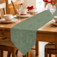 thumbnail image 2 of Dark Green Table Runner Linen Burlap Table Runner 72 Inches Long Farmhouse Vintage Green Solid Color Modern Dresser Scarves for Kitchen Island Coffee Dining Room Party Wedding Holiday Decor 13"x72", 2 of 8