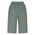 thumbnail image 6 of ClodeEU Women's Linen Blend Knee Length Shorts,Casual Summer Bermuda Pants Green,Womens Plus XXL, 6 of 8
