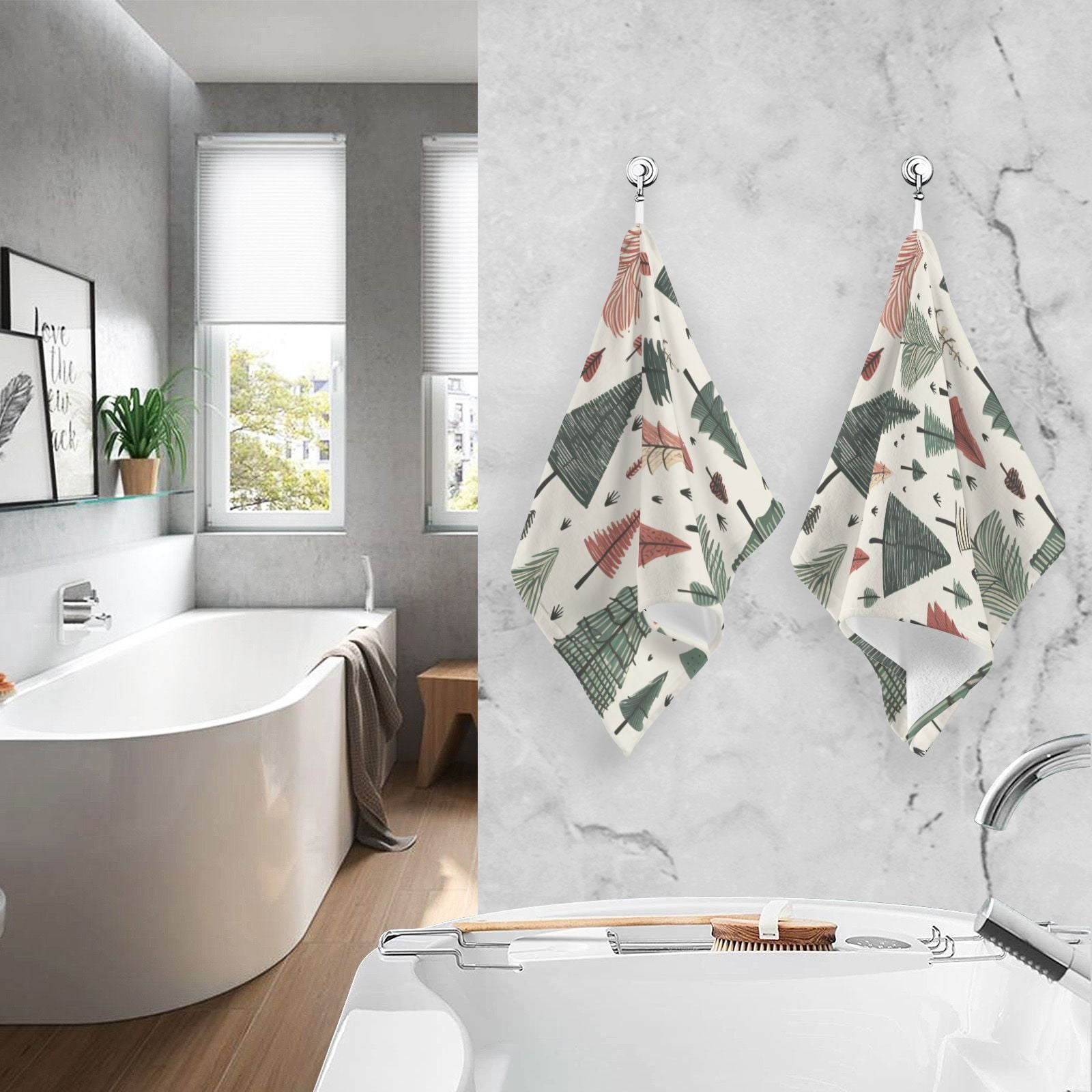 Christmas Trees Hand Towels Cotton Bath Towels Large Face Towels Absorbent for Bathroom 2 Packs