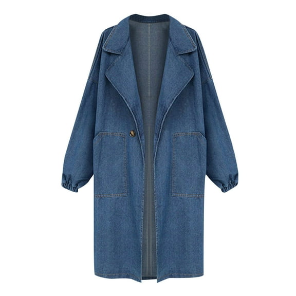 Womens Denim Jacket Jean Jacket Plus Size Casual Large Ladies Oversize Chain Pocket Coat Clothes