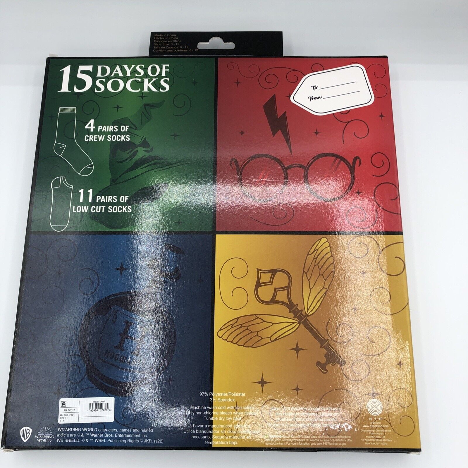 Harry Potter Hogwarts 15 Days of Socks Advent Calendar Mens Size 6-12 - NEW  - Walmart.com