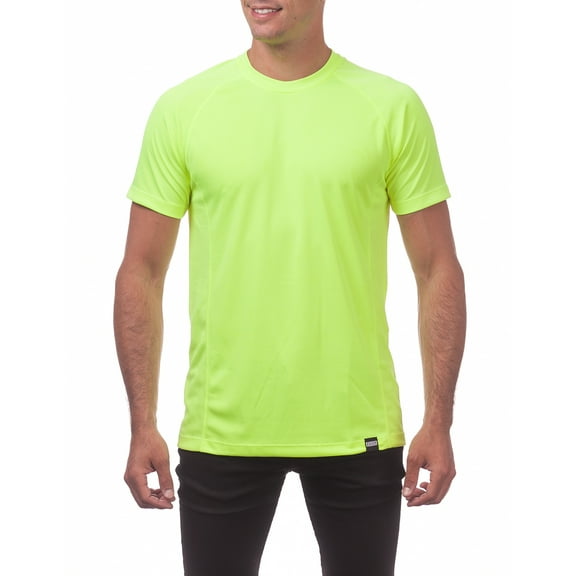 Pro Club Men's Performance DryPro Short Sleeve Tee T-Shirt - Safety Green - Small