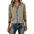 thumbnail image 5 of WHEANG Cardigan Sweaters for Women Collar Knit Cardigan Button Down Casual Open Front Sweater Long Sleeve Lightweight Womens Tops Brown XL, 5 of 5