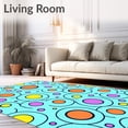 thumbnail image 2 of ODIKA 4'x6' Machine Washable Non-Slip Area Rug, Artful Cartoon Spot Parade with Whimsical Swirl and Dots High Traffic Rug, Blue, 722289, 2 of 7