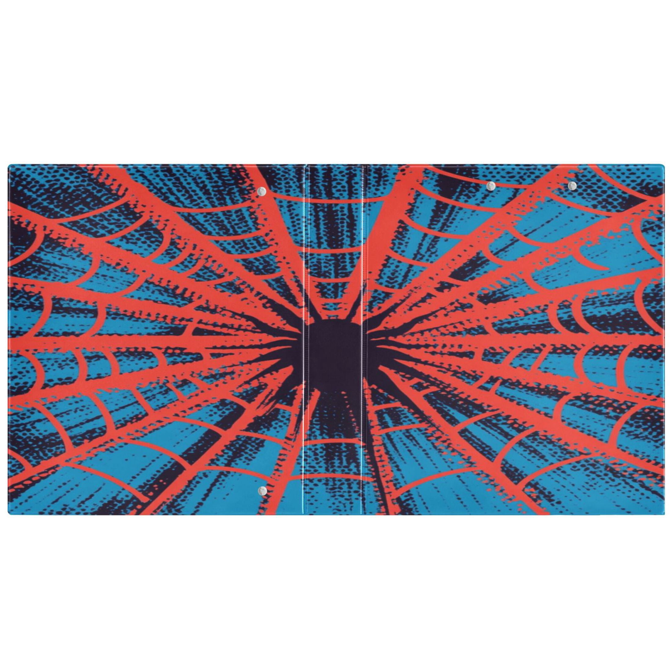 WOBOGO Red Spiderweb File Folders Extra Large Capacity to Hold 200 Sheets of Documents Hard Shell Ring Binder for School Home Office