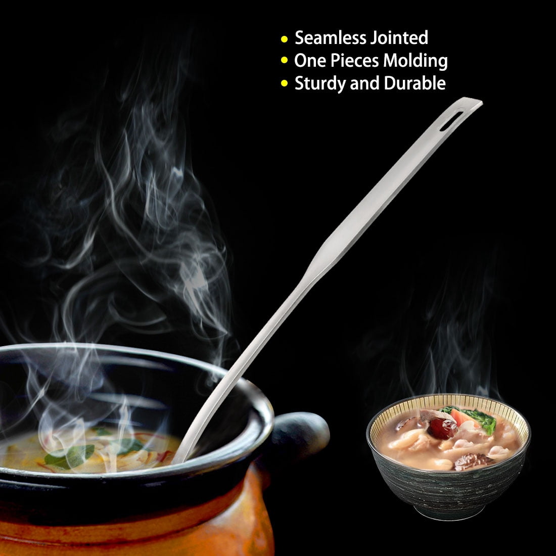 Unique Bargains Stainless Steel Soup Ladle 9.8" One Piece Brushed Finish for Kitchen