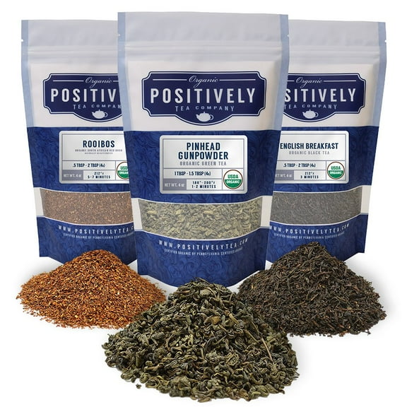Positively Tea's Organic Loose Leaf Tea Sampler, 4 oz Bags, 3 Pack