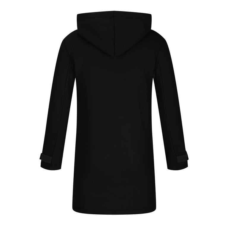 JUUYY Men 's Trench Coat Duffle Hooded Jacket Stylish Mid-Length