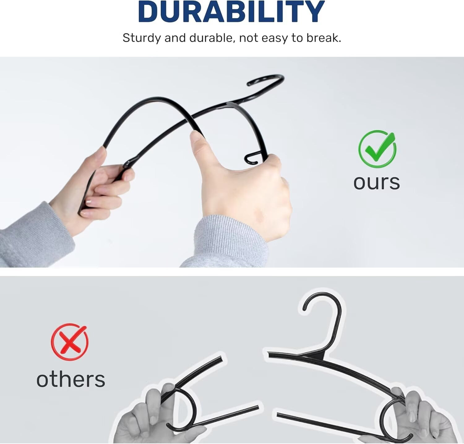Simple Deluxe Plastic Hangers 30 Pack, Clothes Hangers with Non-Slip Hooks, Durable & Space Saving, Heavy Duty Skirt Hangers for Closet, Black
