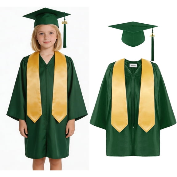 Girls Boys Kindergarten Graduation Cap and Gown with Tassel Green Cap and Gown Graduation Graduation Gift 4-5 Years