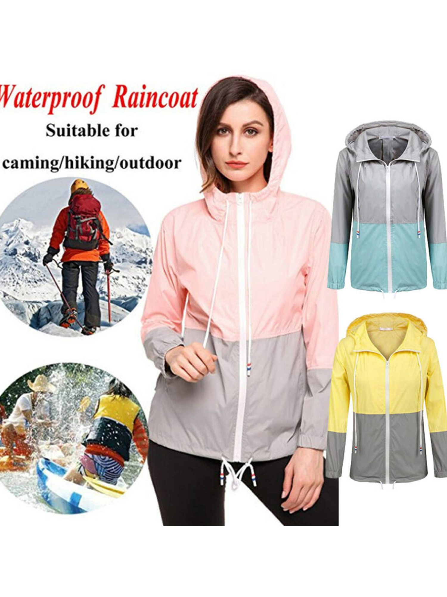 Wassery Womens Plus Size Windbreaker 