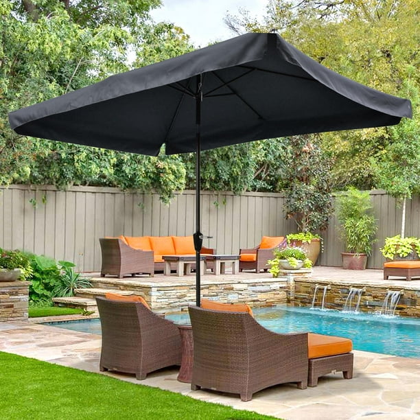 Yescom 99 Black Rectangle Table And Market Patio Umbrella Com - Rectangle Umbrella For Patio Table