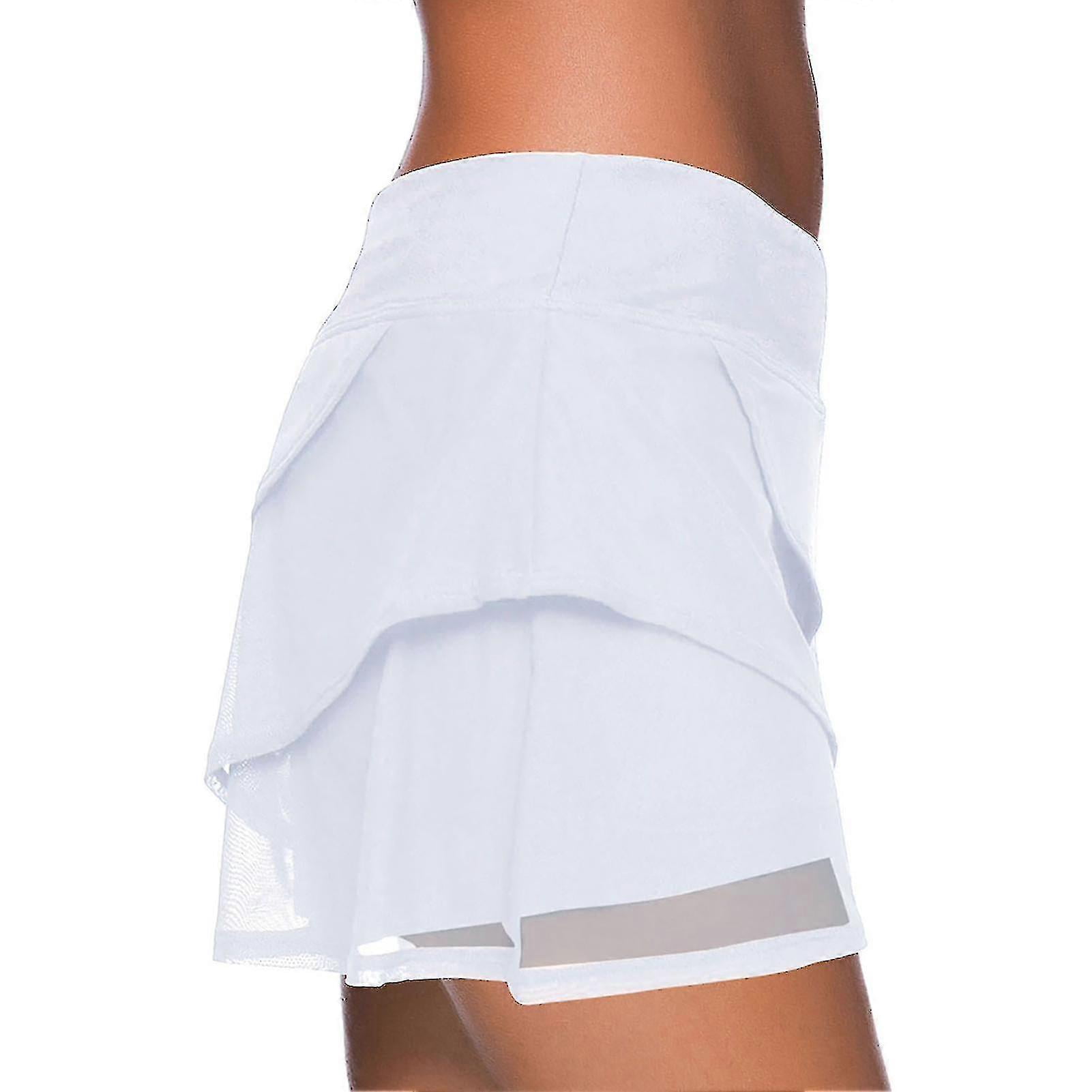 Swimming Skirt Pure Color Flounces High Waist Basic Lined With Shorts Swimwear For Women