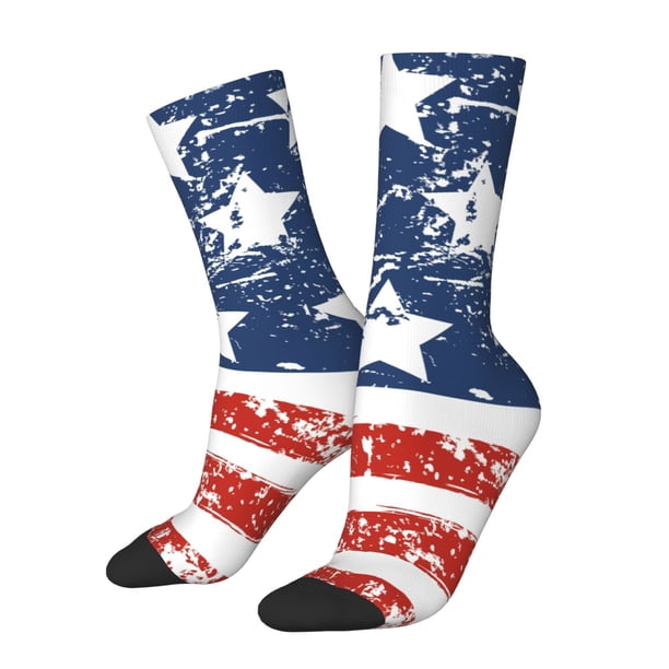 Balery USA Colors Stripes1 Calcetas Largas con Estampado para Hombre y Mujer – Suaves y Transpirables, Talla Única (US 5-11)