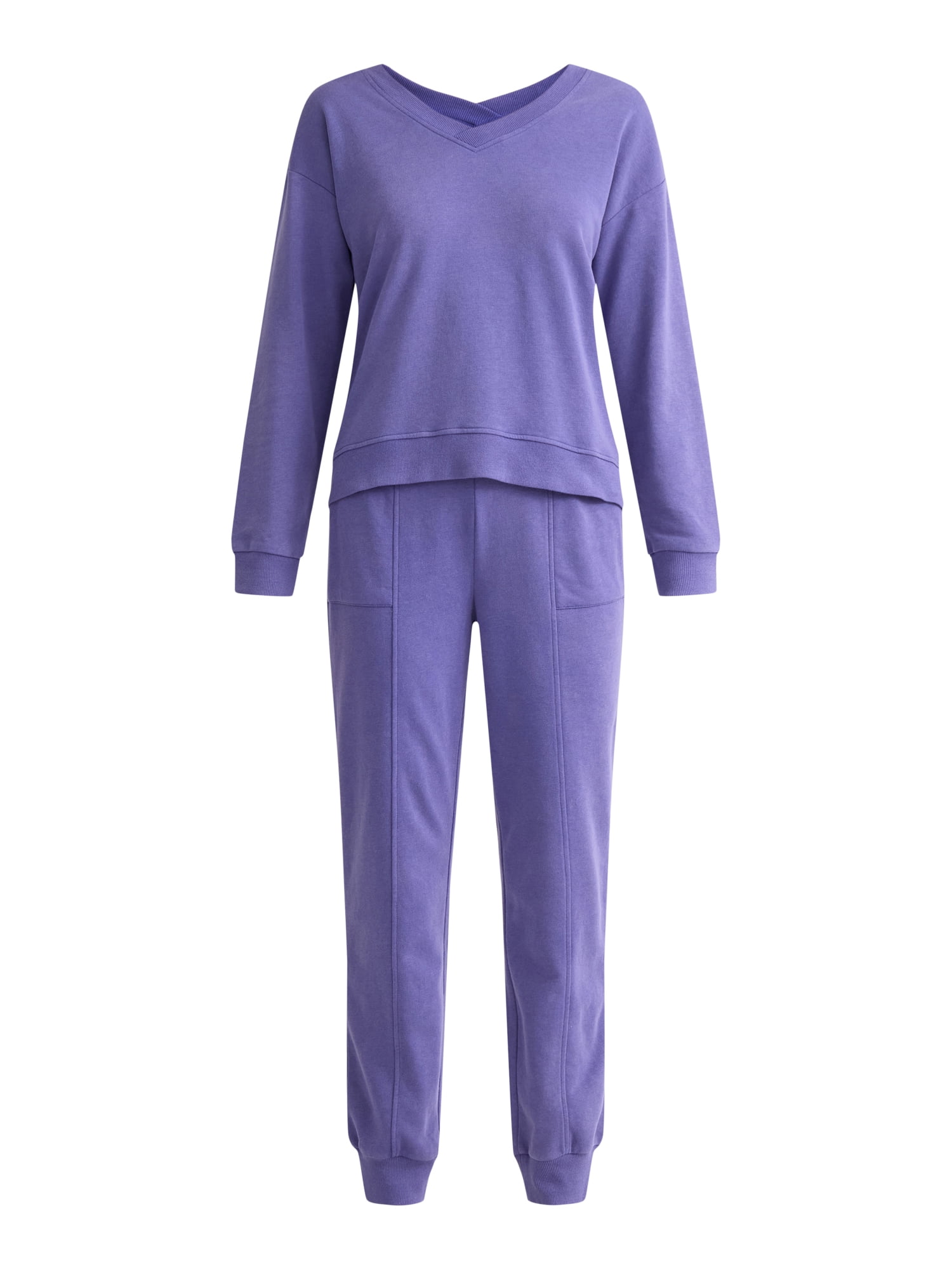 Time and Tru Women's and Women’s Plus French Terry Sweatshirt and Joggers Set, 2-Piece, Sizes XS-4X