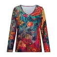 thumbnail image 4 of HongQid Womens Long Sleeve Tunic Tops Casual Graphic V Neck Shirts Basic Tees Business Work Blouses Summer Fall Clothes, 4 of 6