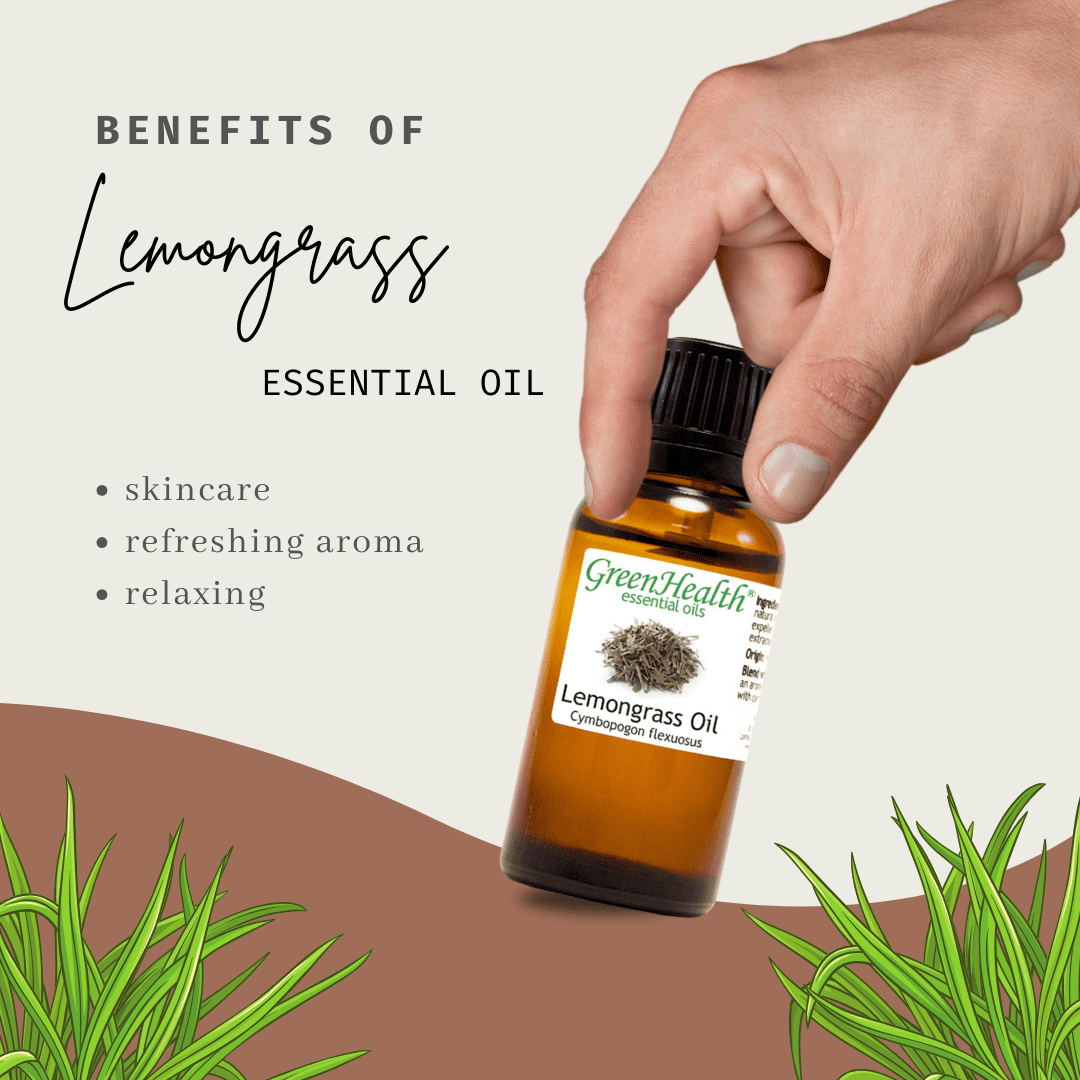 Lemongrass Essential Oil - 8 fl oz (237 ml) Glass Bottle w/ Cap - 100% Pure Essential Oil by GreenHealth