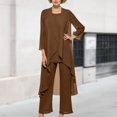 thumbnail image 1 of Ensemble Robe 3 Pcs pour Femme, Basique en Mousseline, Ample, Tenue de Vacances (Brun P), 1 of 6