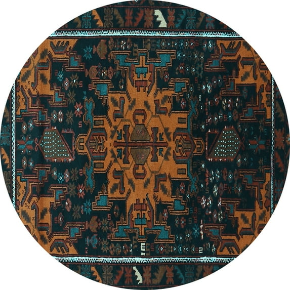Ahgly Company Indoor Round Persian Light Blue Traditional Area Rugs, 4' Round